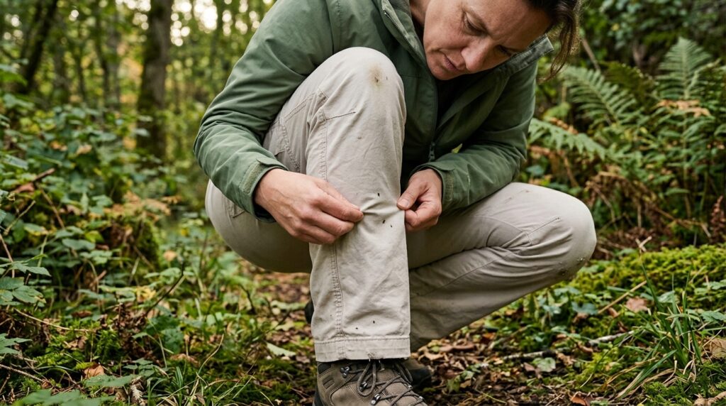 Light-colored clothing helps you spot even the smallest tick in time