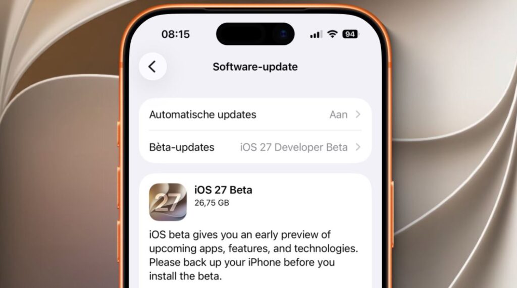 When will iOS 27 be released for everyone. The beta is already available in iPhone settings. Photo.