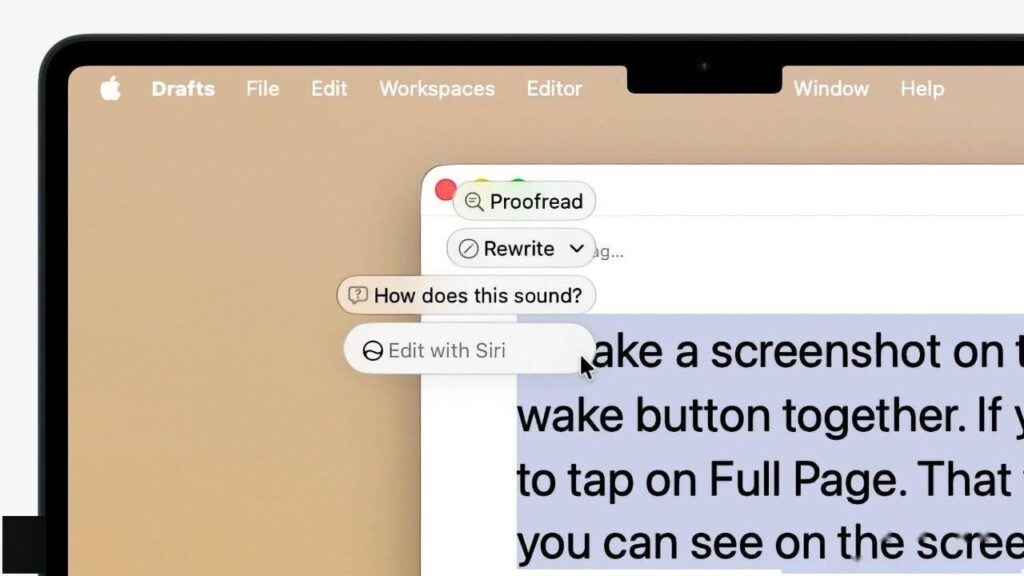 Hidden Siri AI Menu in macOS 27: What the New Feature Can Do. If you give commands in Russian, Siri can work with Russian text. Photo.