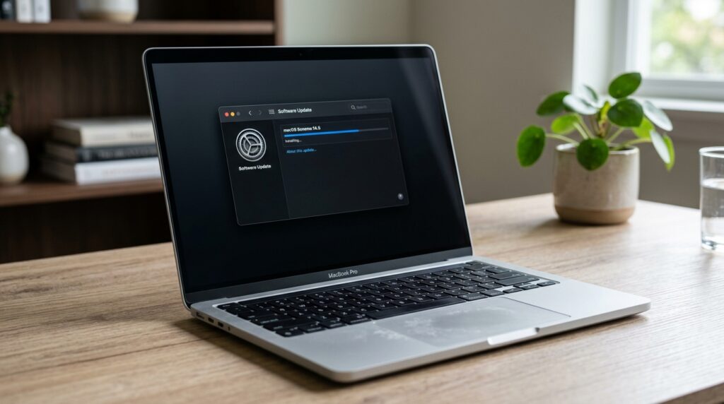On Mac, the update is installed through the Software Update section