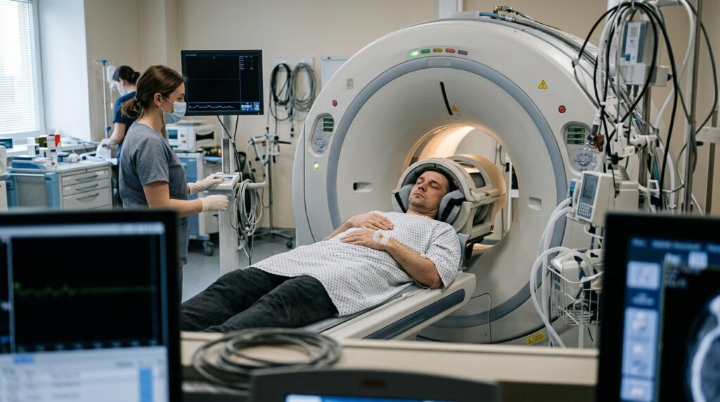 After 28 hours without sleep, volunteers had their brains scanned using PET