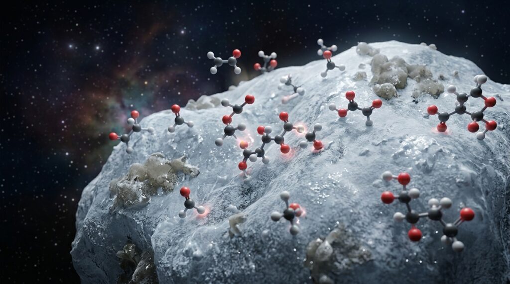 Molecules join on the icy surface of cosmic dust
