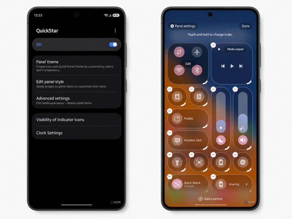 I customize the quick settings panel through Good Lock