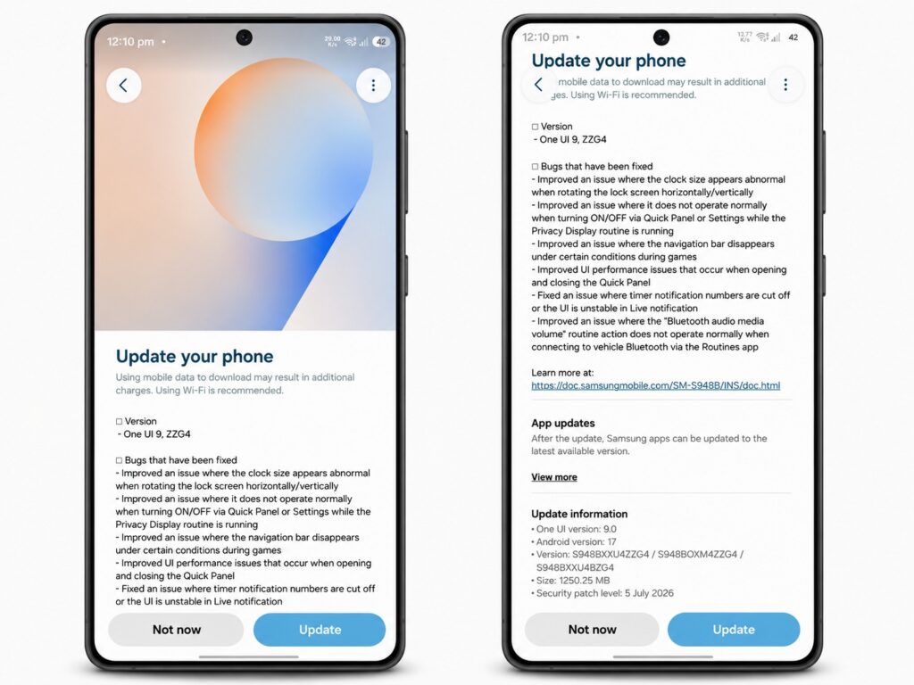 The update is downloaded through settings