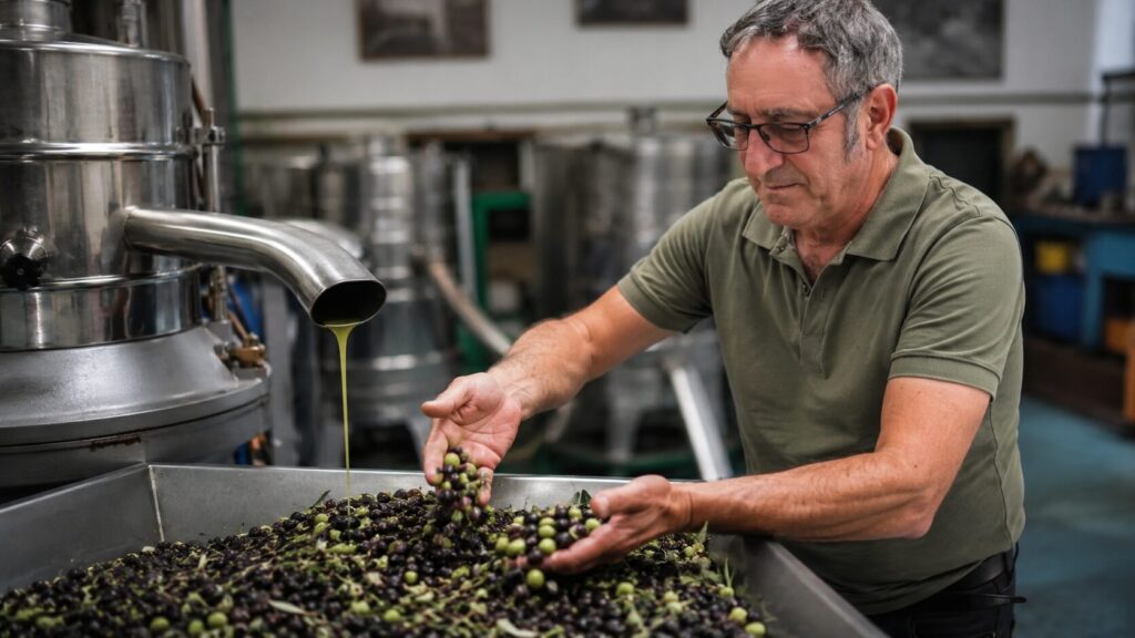 Family olive oil mill master Salvatore. Photo.