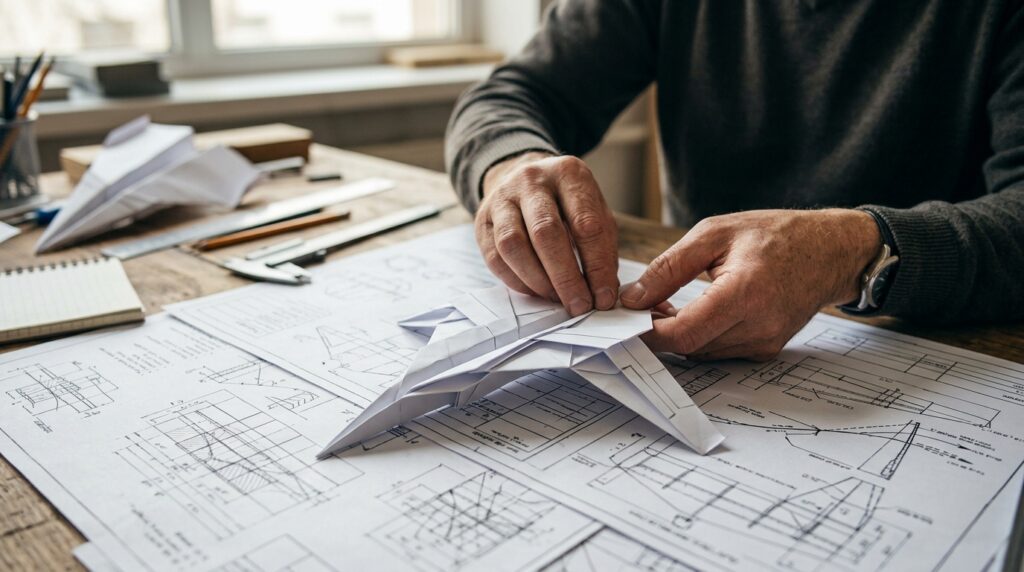 Assembling a paper model using precise engineering diagrams