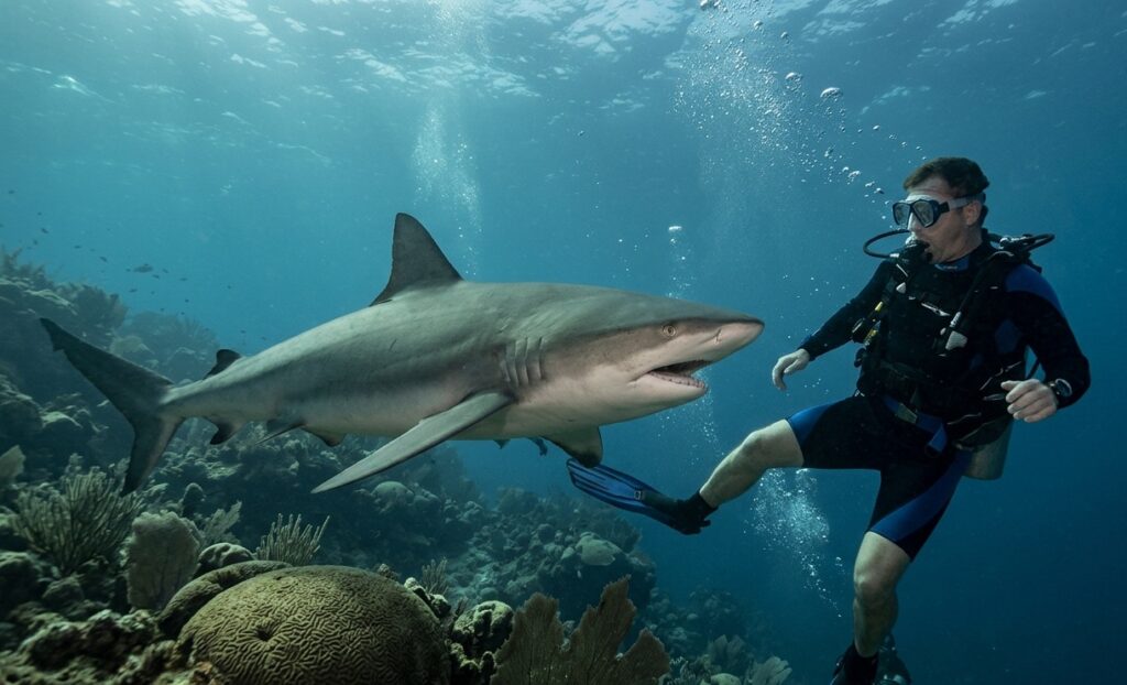 For a shark, a human is very bony food, but they still attack us. Photo.