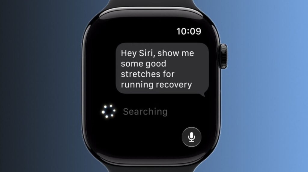 Does the new Siri work on Apple Watch? For now, Siri AI on the watch is largely useless. Photo.