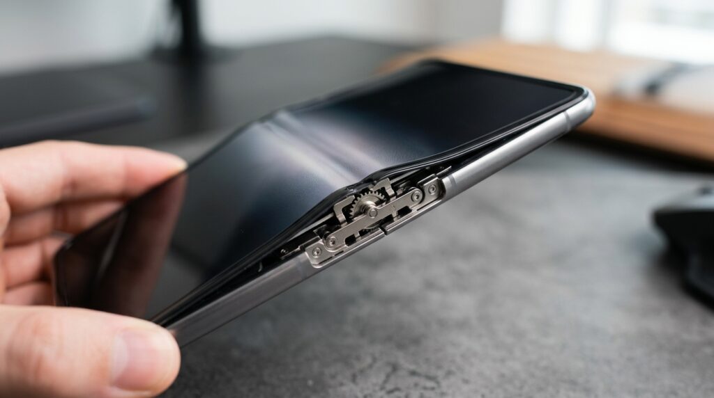 The flexible display and hinge are the most difficult components to manufacture in a foldable smartphone