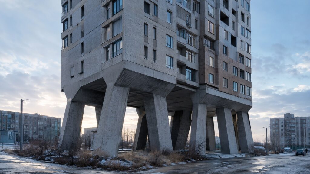A house on columns in Saint Petersburg. Photo.