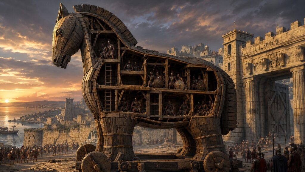 Trojan Horse cross-section. Photo.