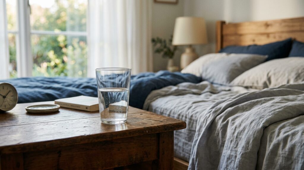 Many people leave water on their nightstand overnight without thinking about how safe it is. Photo.