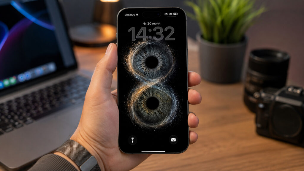Examples of striking wallpapers created from eye photos.