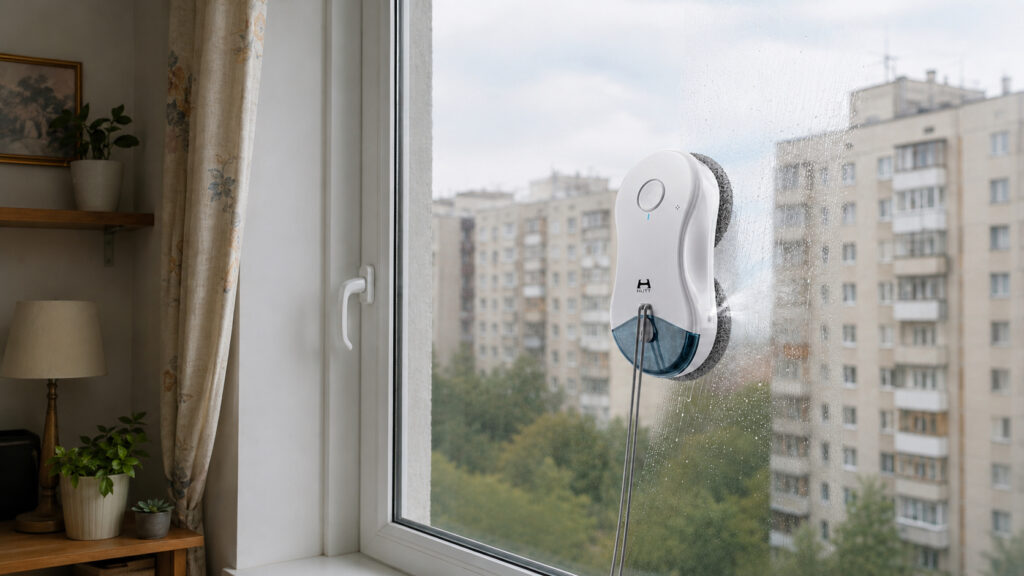 The robot will perfectly clean windows on any floor. Photo.