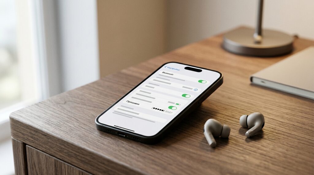 The firmware version is visible in the Bluetooth settings of the connected device. Photo: appleinsider.ru