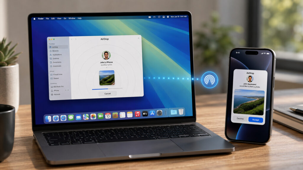 AirDrop is a genuinely convenient way to transfer files between Apple devices. Photo.
