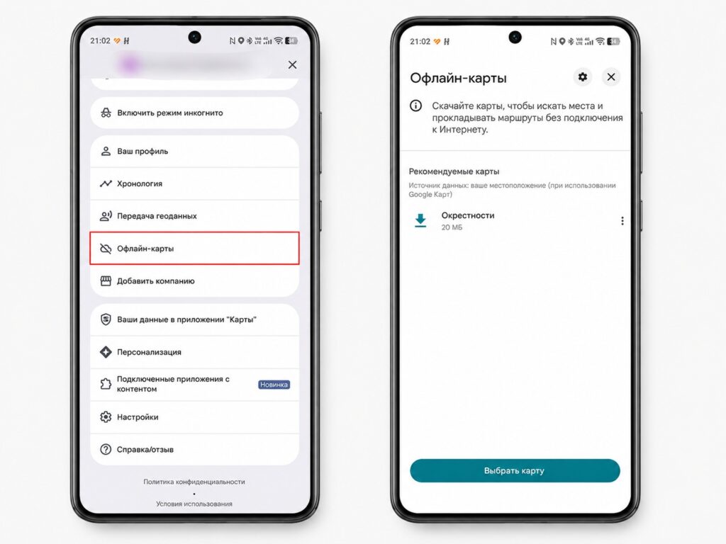 Download offline maps before a long trip