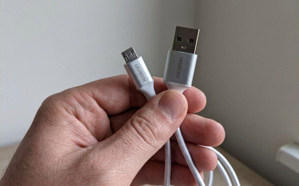 A quality USB cable kept in the car as a backup for Android Auto