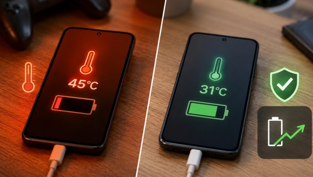 Demonstrating the effect of bypass charging on a smartphone