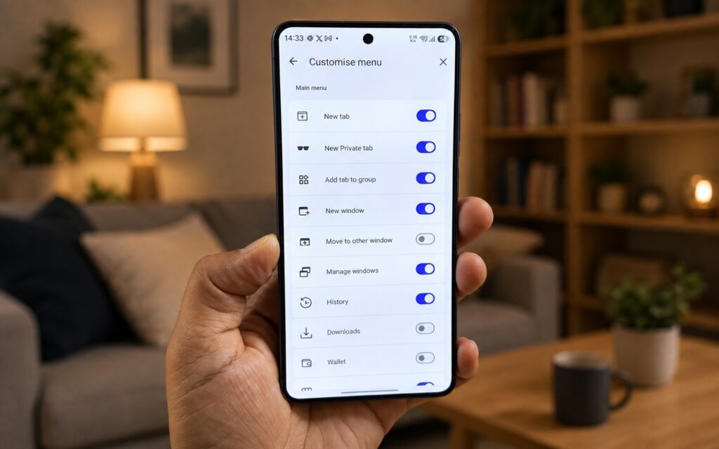 Samsung Internet browser customization options