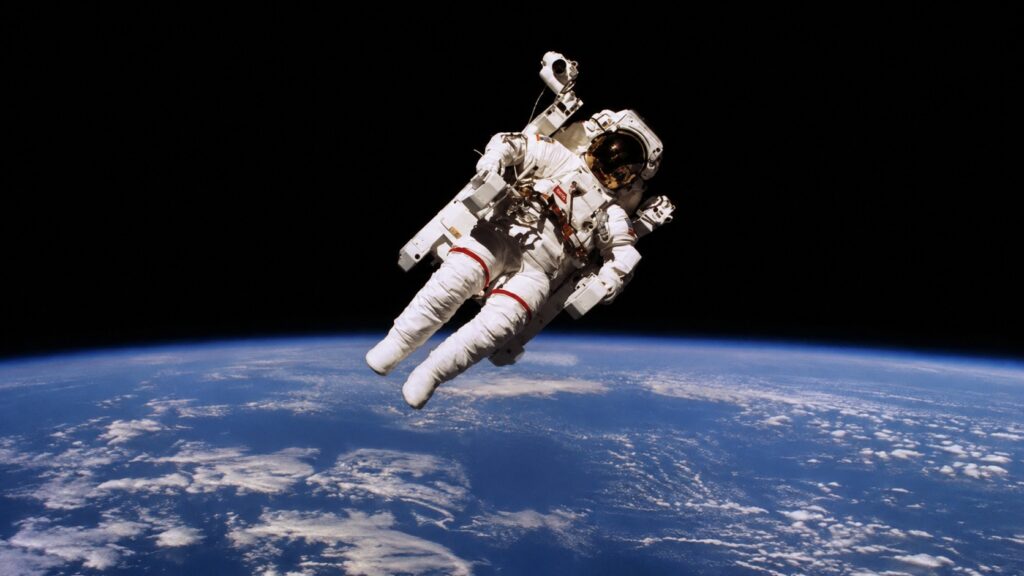 Bruce McCandless during an untethered spacewalk.