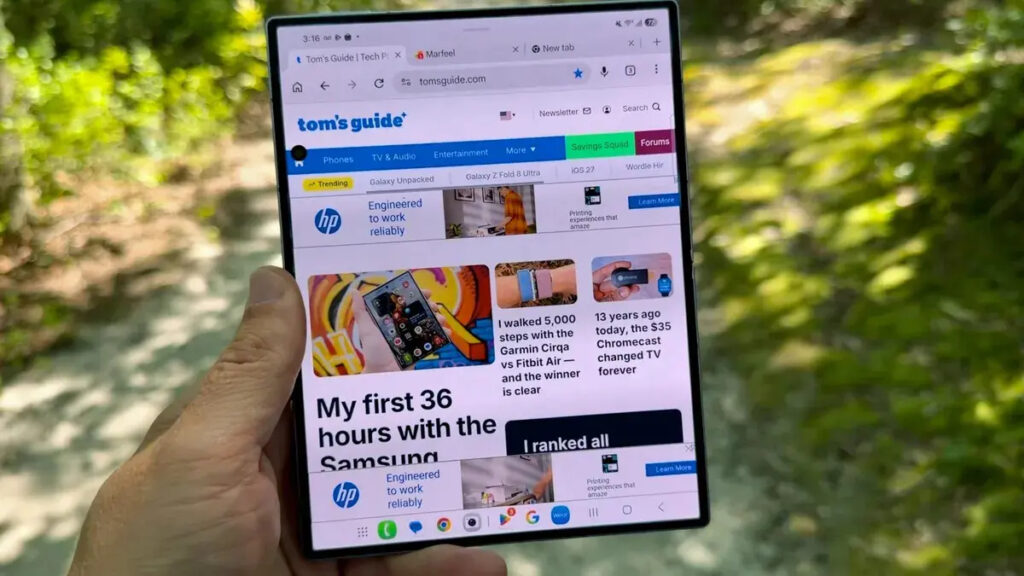 The unfolded Ultra held vertically could be useful for browsing social media and websites.