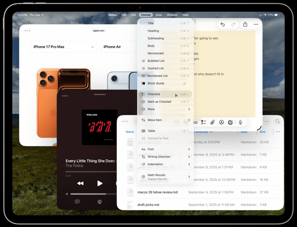 An iPad can display many apps at once, while the Ultra reportedly supports only two side by side.