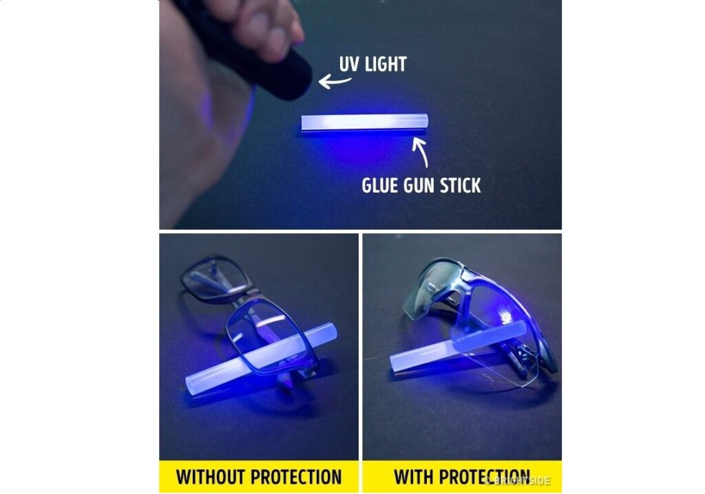 Another simple way to check UV protection in sunglasses without a banknote.