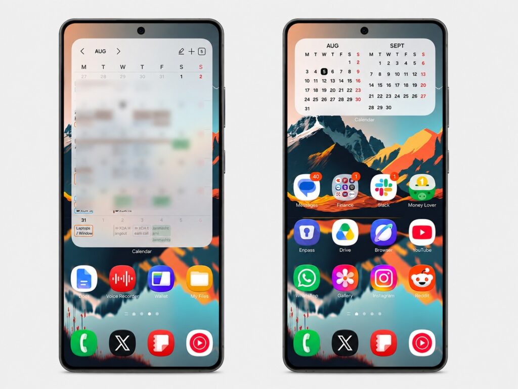 Widget stacks on a Samsung Galaxy home screen