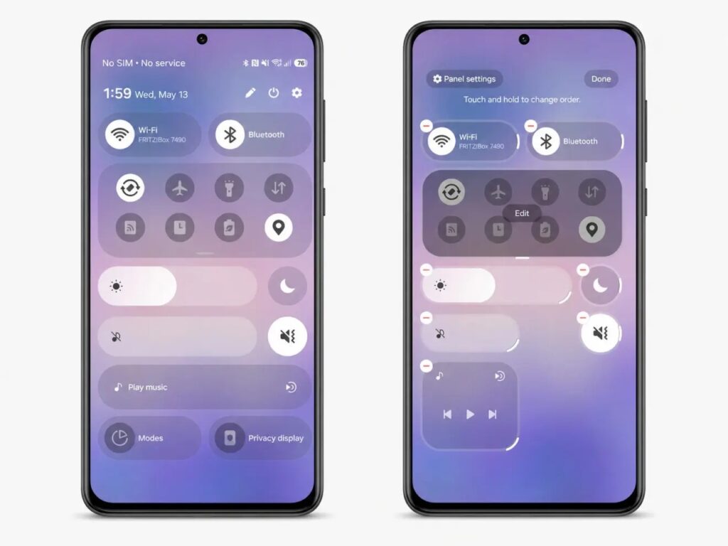 Samsung quick settings panel in One UI 9.0