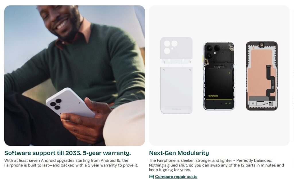 Fairphone's website states that 12 parts of the smartphone can be easily replaced.