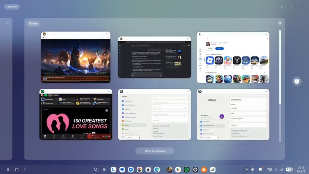 Samsung DeX interface on an external monitor