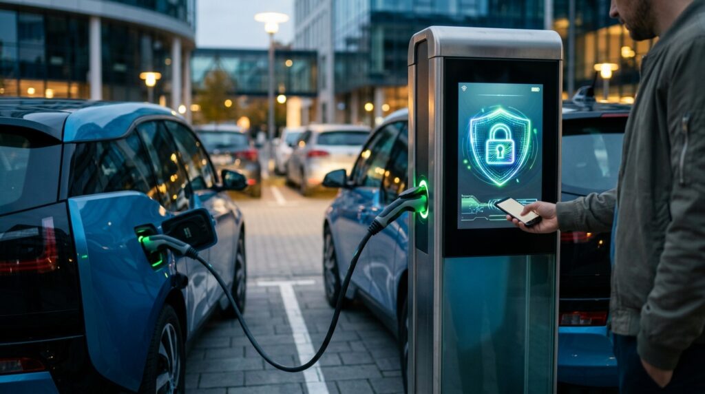 EV chargers are protected on every side except the SIM card slot