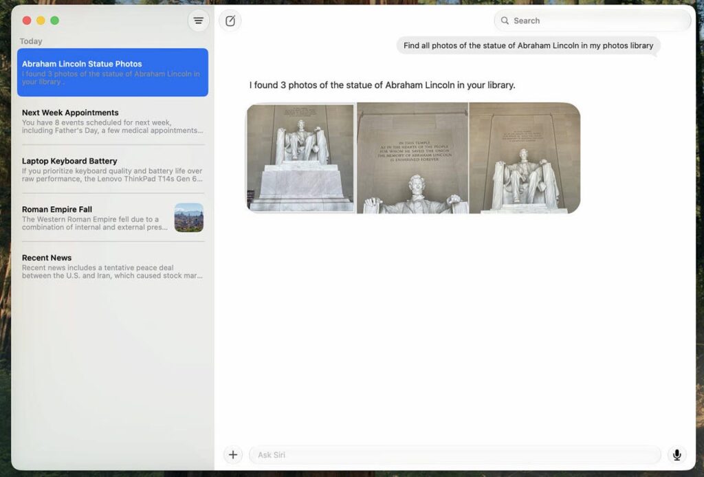 Siri AI can find photos in your own gallery.