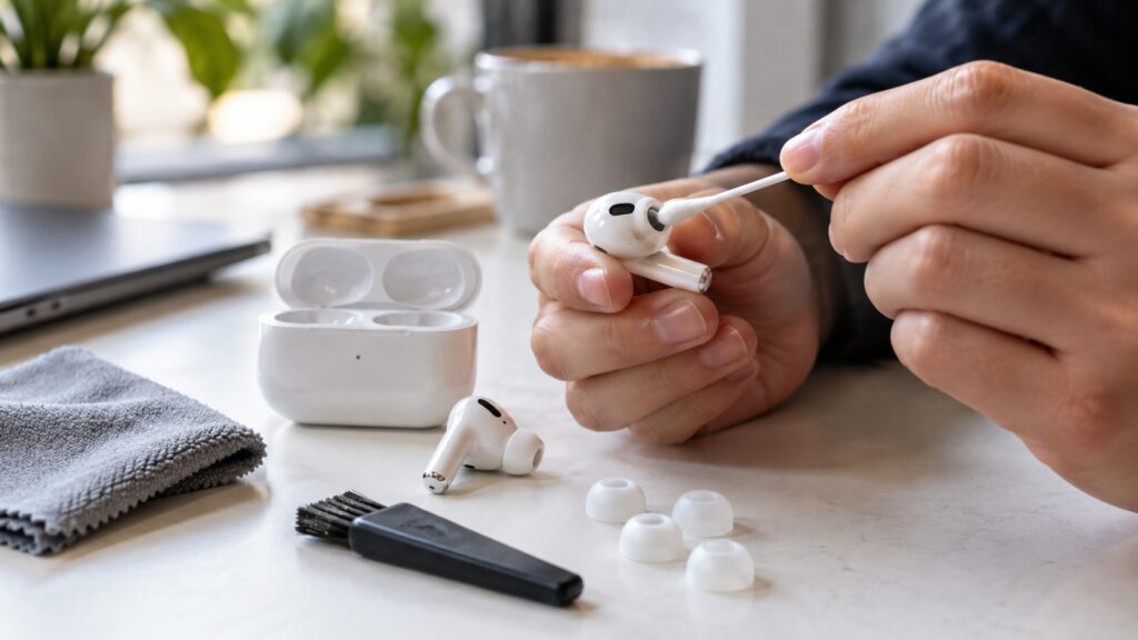 Cleaning wireless earbuds