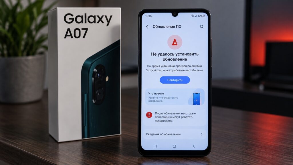 Samsung Galaxy A07 with an update error