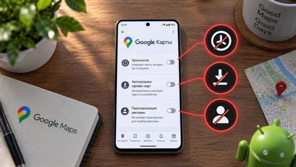 Google Maps on Android with background features that can be switched off