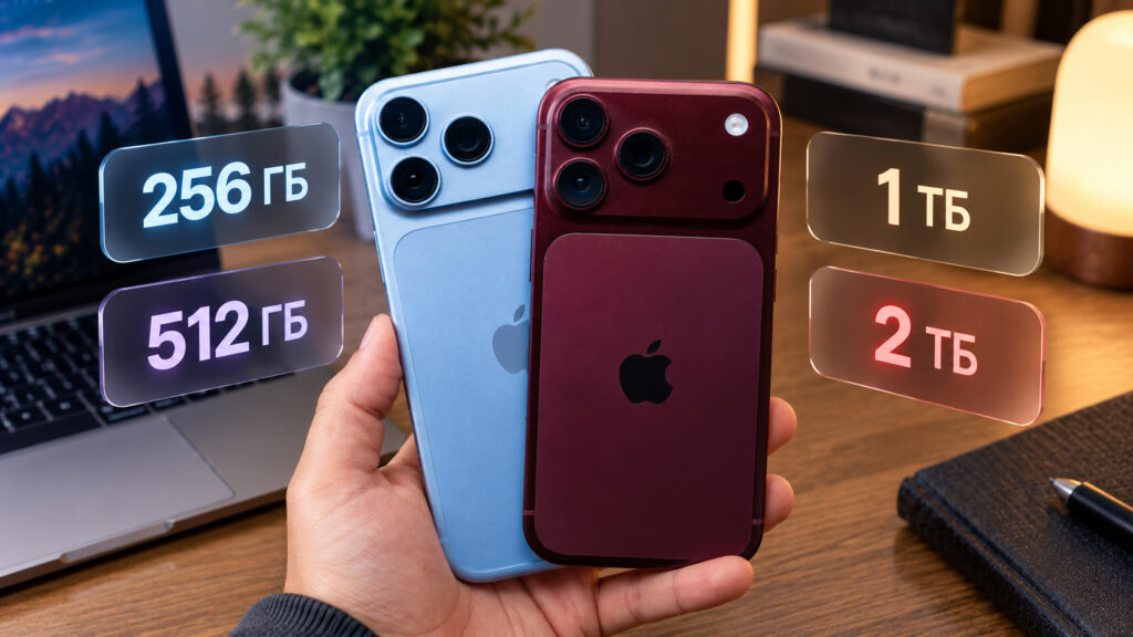 iPhone 18 Pro and iPhone 18 Pro Max side by side with different storage capacities