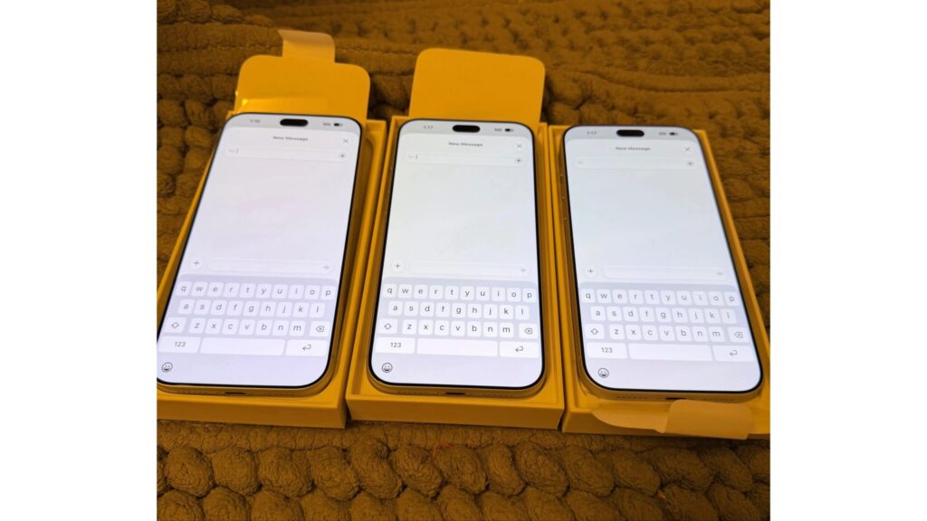 Three iPhone 18 Pro Max units with different displays