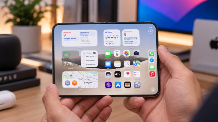 How the folding iPhone looks in person. The inner display of the iPhone Duo. Photo.