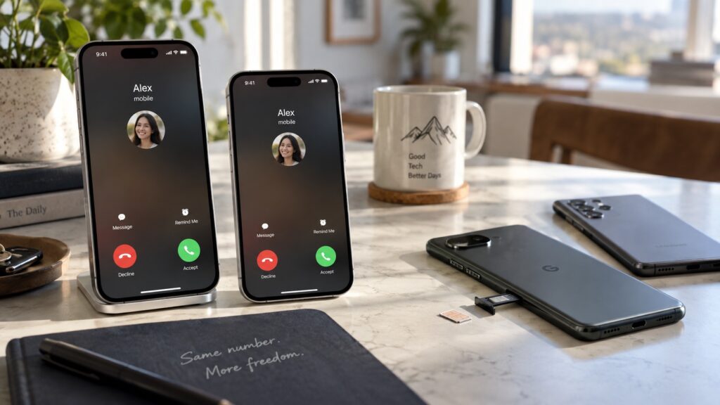 iPhones next to Android smartphones that do not support iPhone Handoff