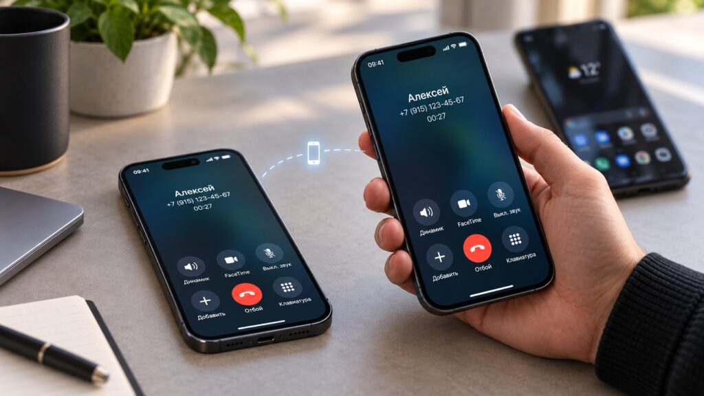 Two iPhones receiving a call simultaneously from a single phone number