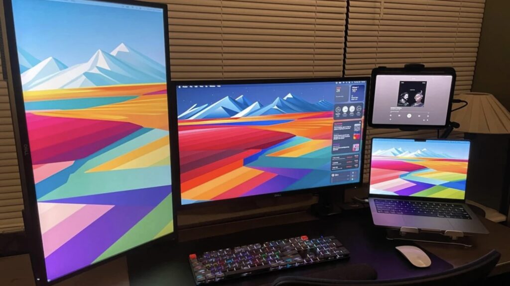 A Mac connected to multiple monitors