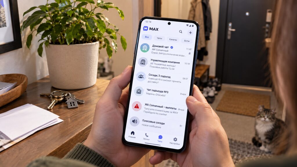 Home chats in the MAX messenger on Android