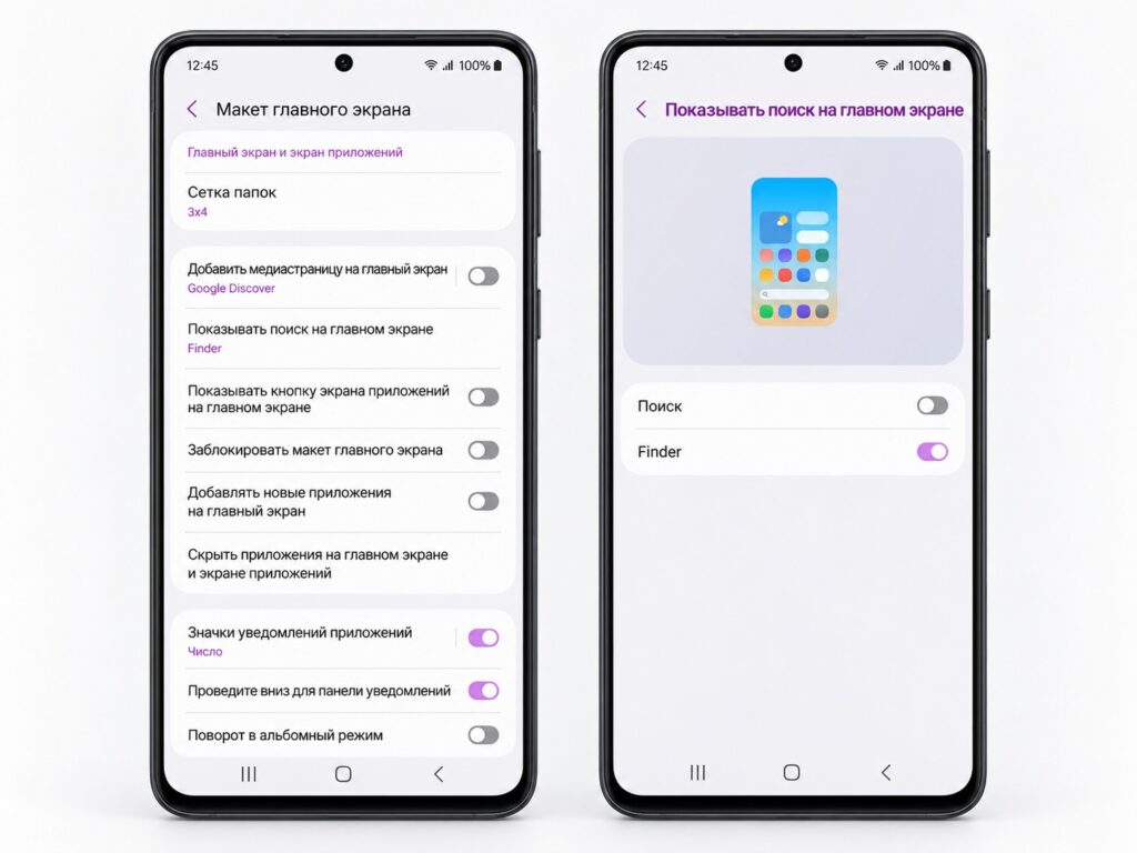 Enabling Finder search on a Samsung phone