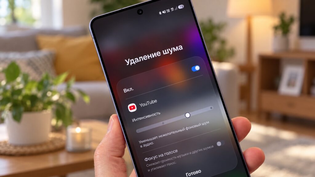 Noise removal in YouTube via Samsung settings