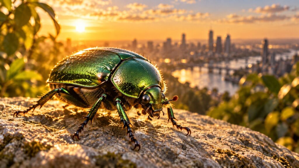 A sturdy exoskeleton gives the insect extra protection on landing.