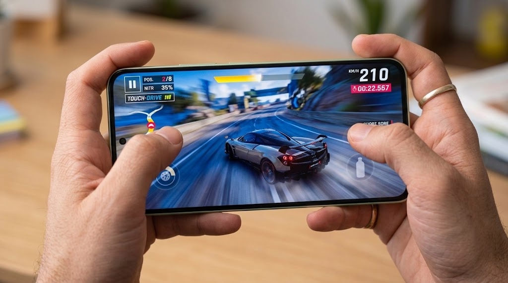 POCO F9 Pro running a graphically demanding game