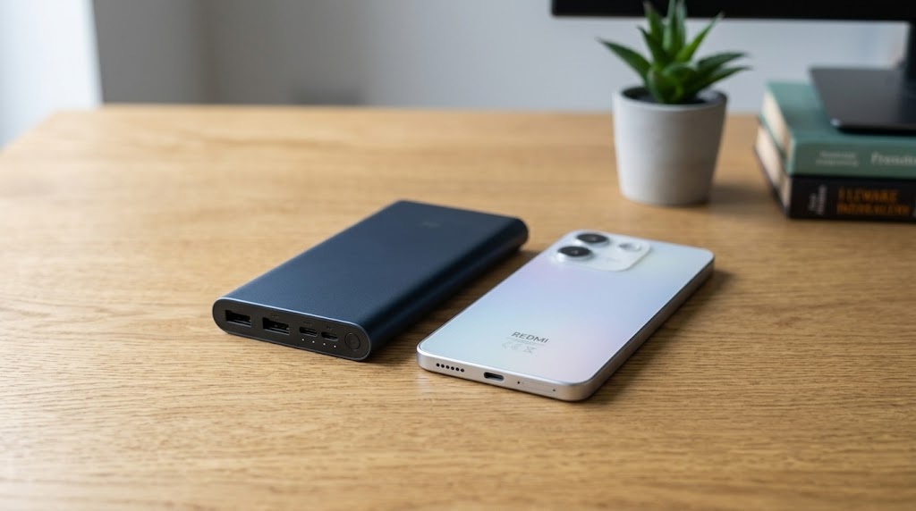 REDMI Note 17 Pro Max next to a 10,000 mAh power bank