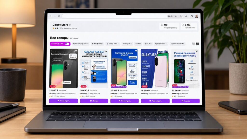 Samsung smartphone listings on an online marketplace